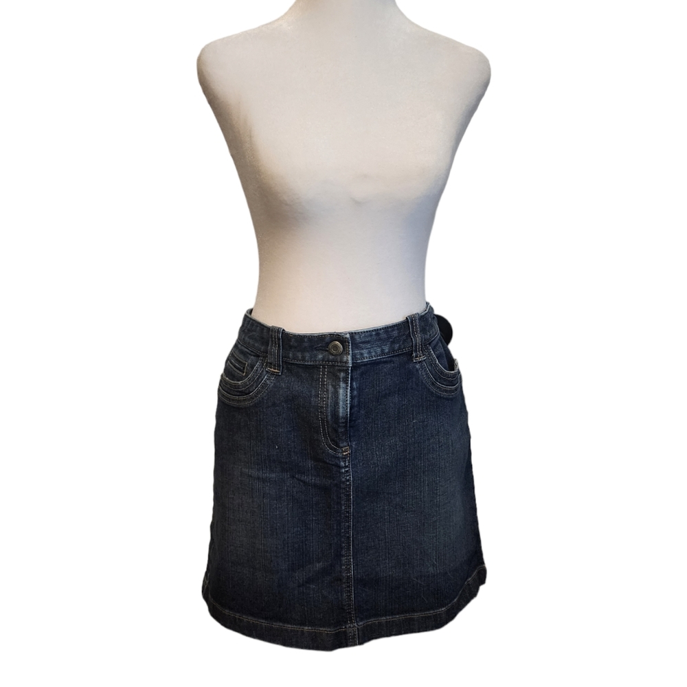 Loft Dark Wash Five Pocket Y2K Denim Mini Skirt - Picture 1 of 10